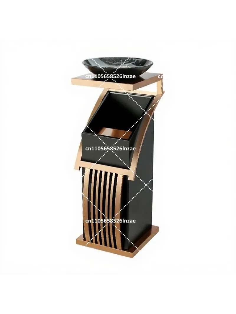 Stainless Steel Commercial Trash Can with Ashtray for Hotel Lobby, Shopping Mall, Corridor, Aisle, Vertical Garbage Bin