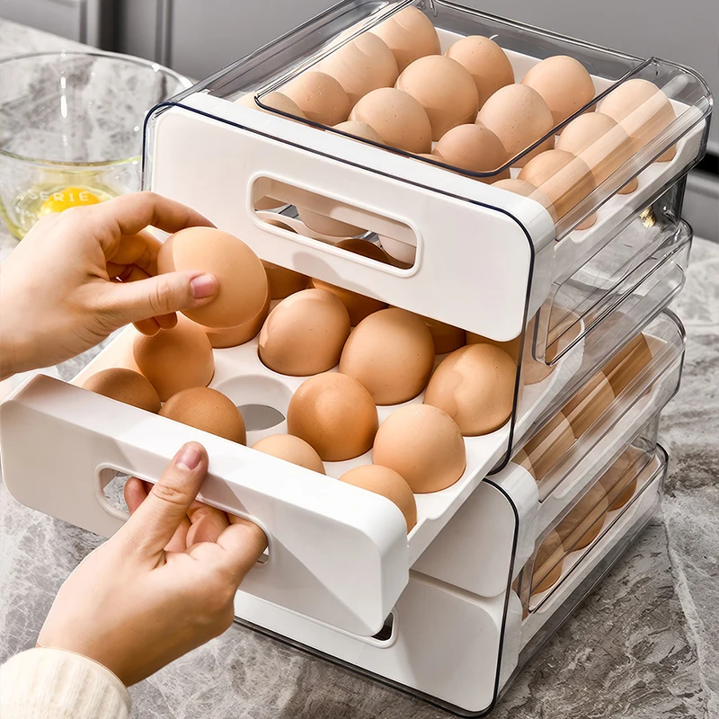 1pcs，Automatic Scrolling Egg Rack Holder Storage Box Egg Basket Container Organizer  Refrigerator Egg Dispenser For Kitchen