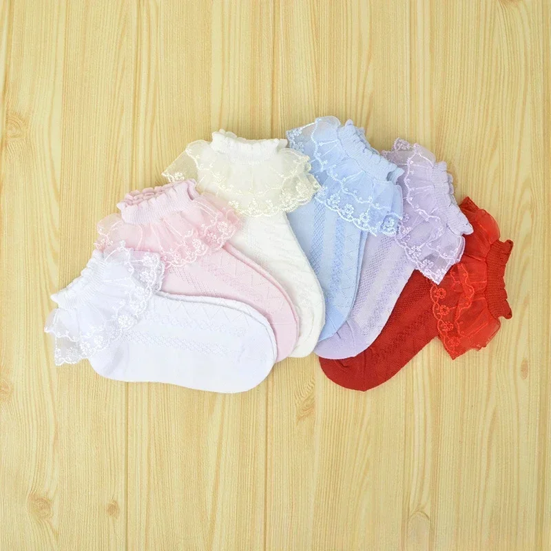 Chaussettes princesse en dentelle pour filles, chaussettes en maille, chaussettes de danse blanches pour enfants, école primaire