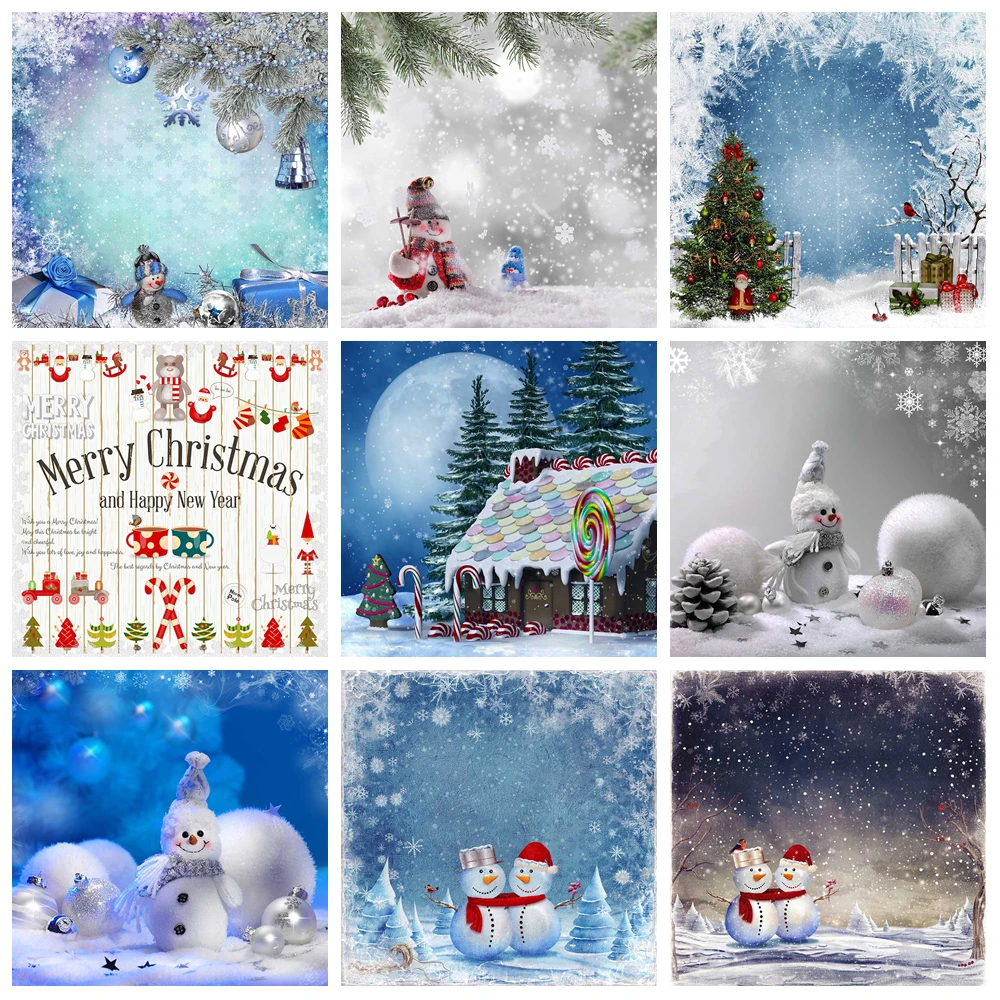 

MOON.QG Snow Christmas Winter Photo Background Pine Branch Xmas Trees Snowmen Photography Backdrop Wallpaper Party Photocall