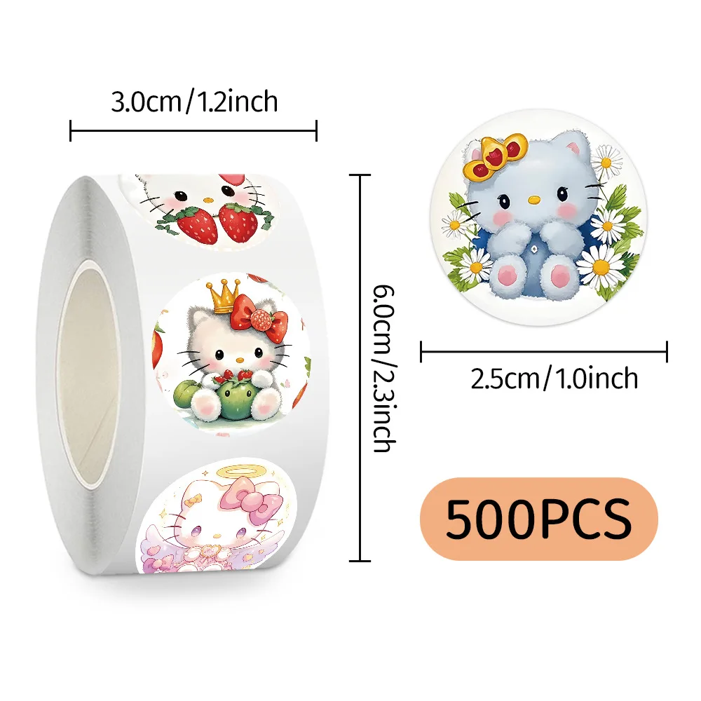 500/1000 Blatt niedliche Cartoon-KT-Katze-Aufkleber für Tagebuch, Gepäck, Auto, Scrapbooking, Geschenk, Belohnungen, Siegeletiketten, dekorative Aufkleber