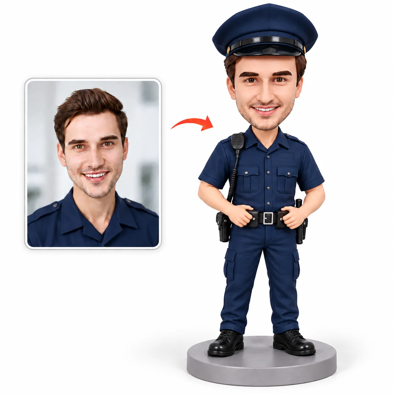 Custom Bobblehead Police Officer from Photo, Personalized Service Gift