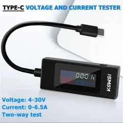 DC Type-C Tester 4-30V Voltage Meter Digital Ammeter 6.5A Current Energy Wattmeter Meter Power Bank Charger Detector 2-ways Test