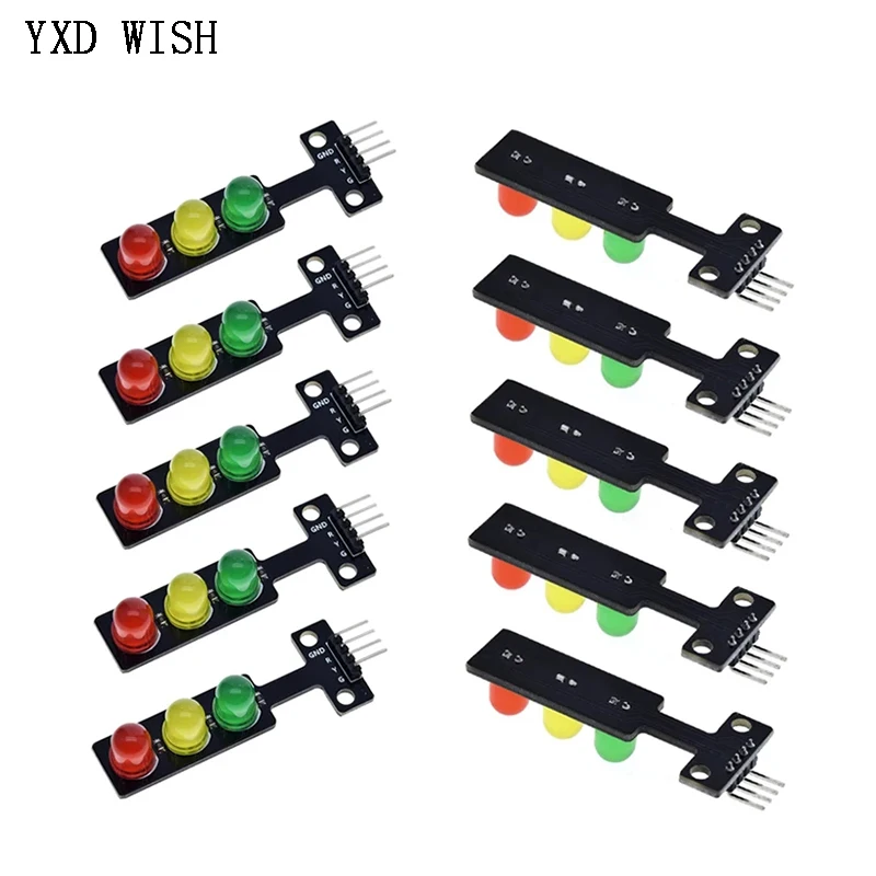 

10pcs LED Traffic Lights Light-Emitting Module Digital Signal Output Traffic Light Red Yellow Green 5mm LED RGB Traffic Light