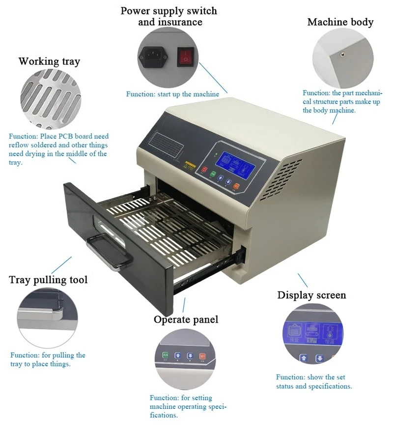 

Reflow Oven BGA SMD SMT Rework Sation 962A Reflow Wave Oven