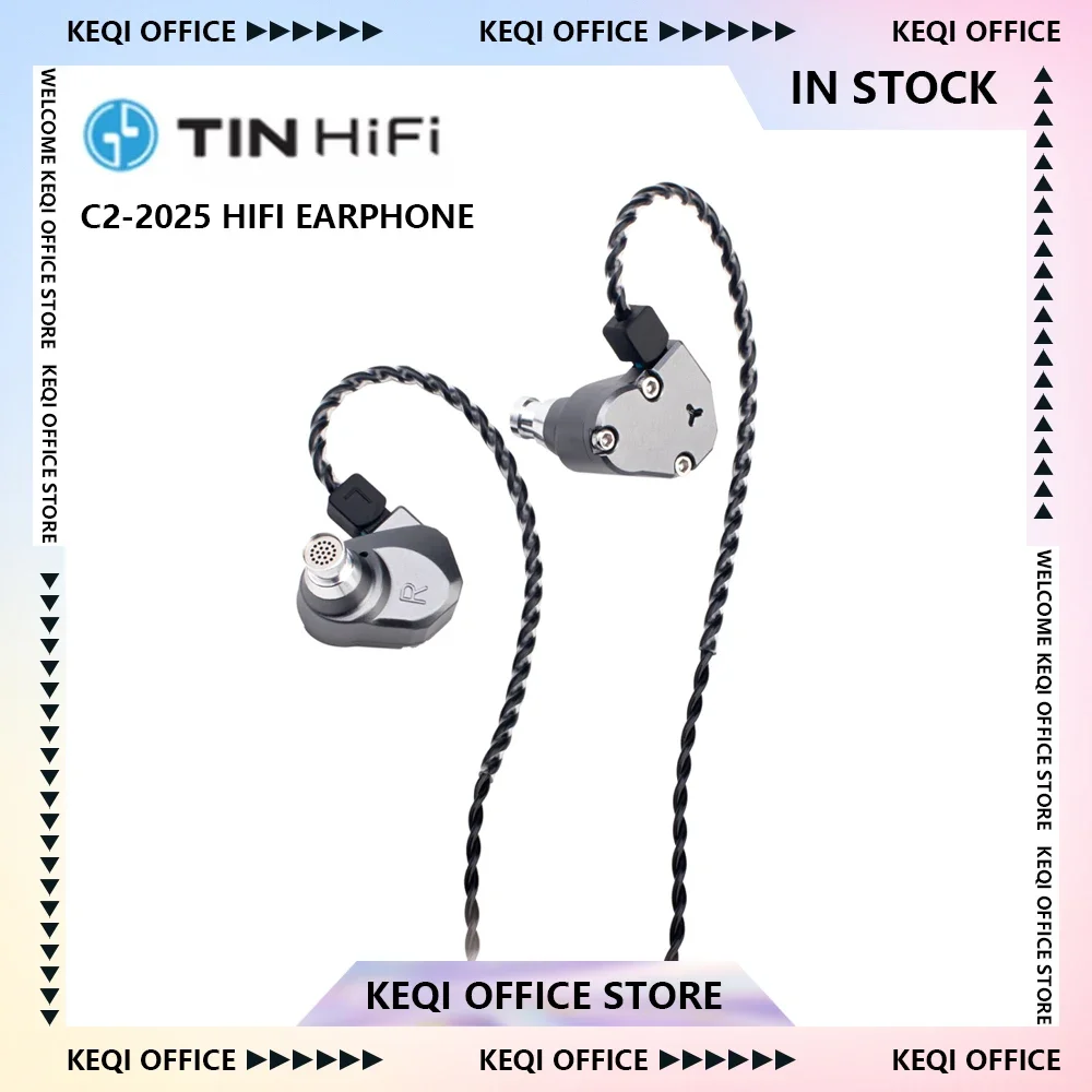 TINHIFI C2 Wired Earphone 2025 in Ear Monitor 10MM PU+LCP Drive HiFi Earphone Detachable 2Pin HD Microphone Cable Music IEM Gift