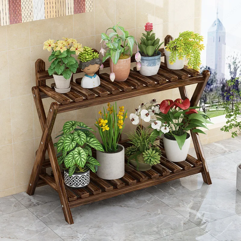 

Полка для цветов, двухслойная, для гостиной, от пола до потолка, из массива дерева, консервирующая древесина, уличная стойка для сочных горшков, стойка для балкона