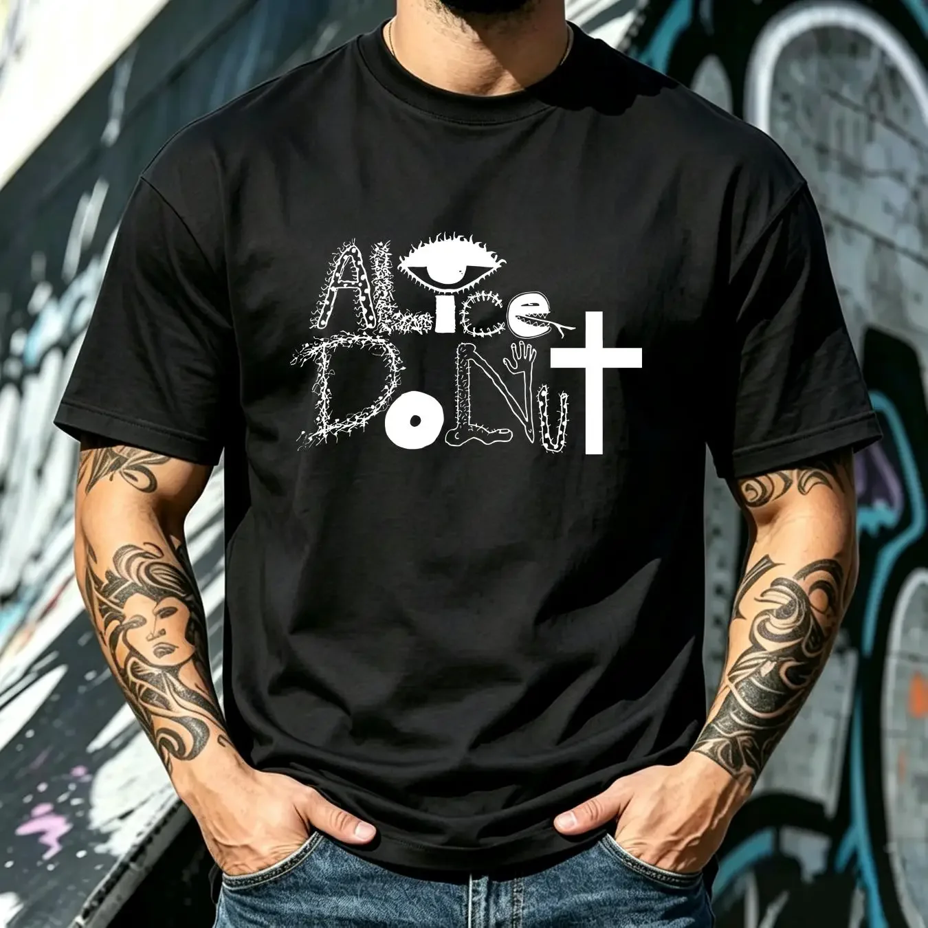 washed T Shirt Alice Donut long or short sleeves vintage Washed Soft Slightly Stylish Unisex streetwear Breathable Comfortable