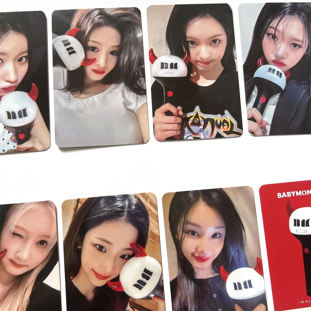 7 Pz/set Kpop Babymonster Light Stick Ver Cartoline Ahyeon Chiquita Asa Rami Selfie Lomo Carte Cartoline Ventole Collezione Regali