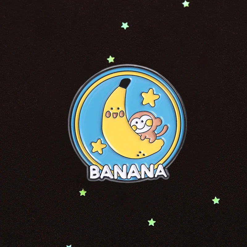

Cartoon Banana Moon Monkey Enamel Pin Cute Animal Brooch Lapel Backpack Badge Fashion Jewelry Accessories Gift for Kids Friends