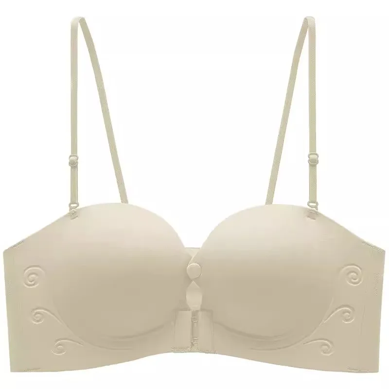 Front Fasten Balconette Bra Strapless - Lift Support Bralette Petite, Non Slip Invisible Comfort Everyday Wear Enhance Small Cup