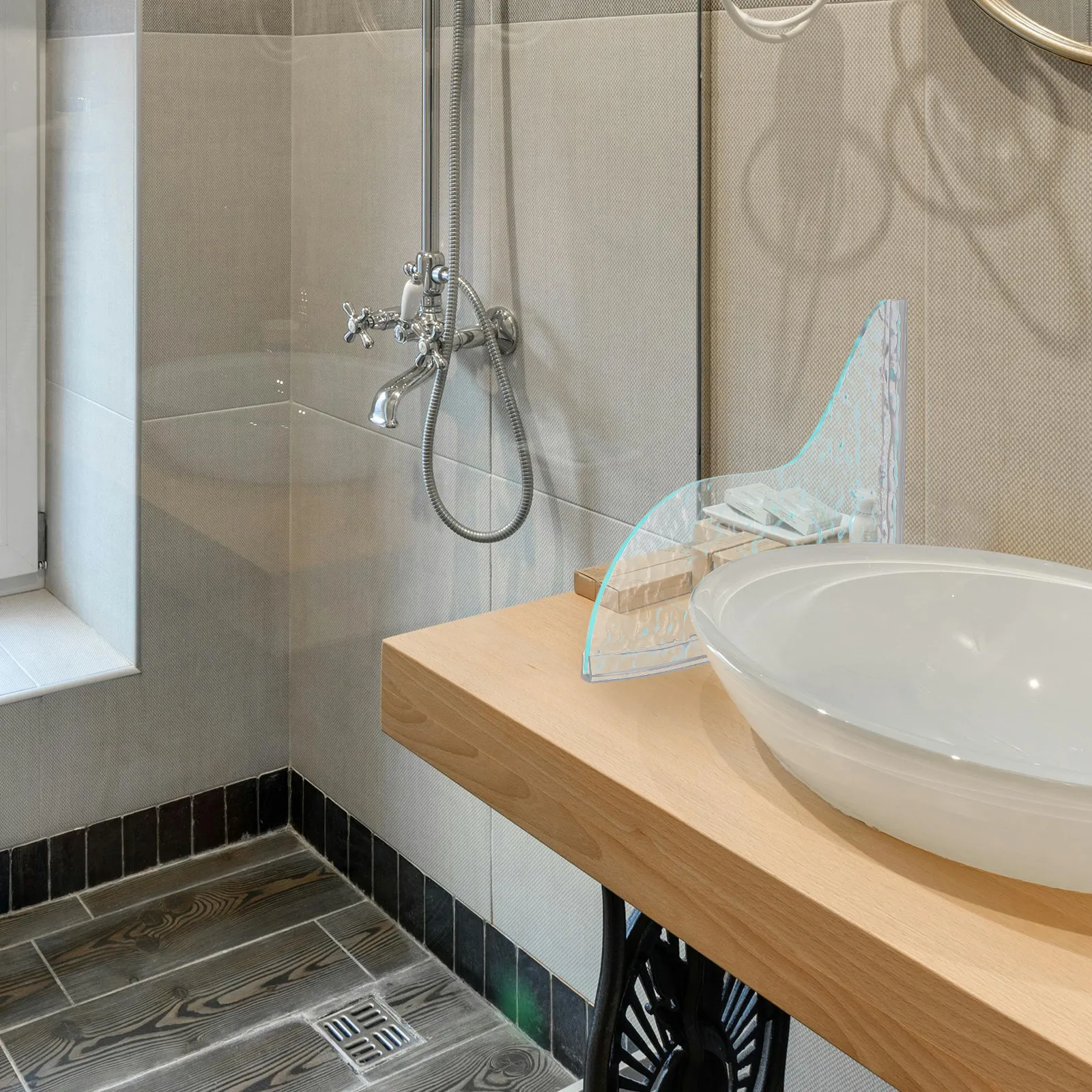 

1Pair Bath Splash Guard Acrylic Waterproof Self-Adhesive Shower Corner Removable Protector for Tub Washbasin Bath Splash Board