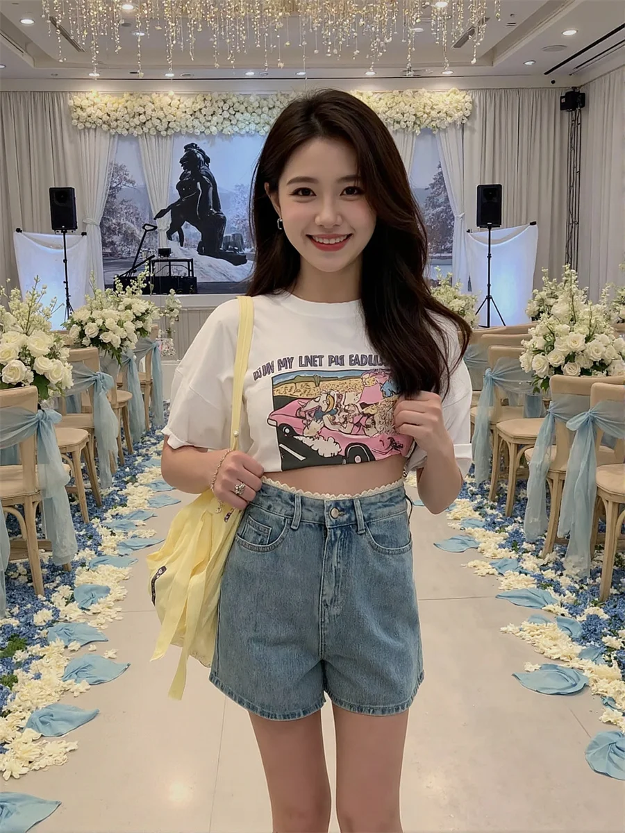 Pantaloncini da donna a vita alta con piega trasparente, effetto caldo professionale, giuntura, pantaloni termici, con volant di nicchia britannica