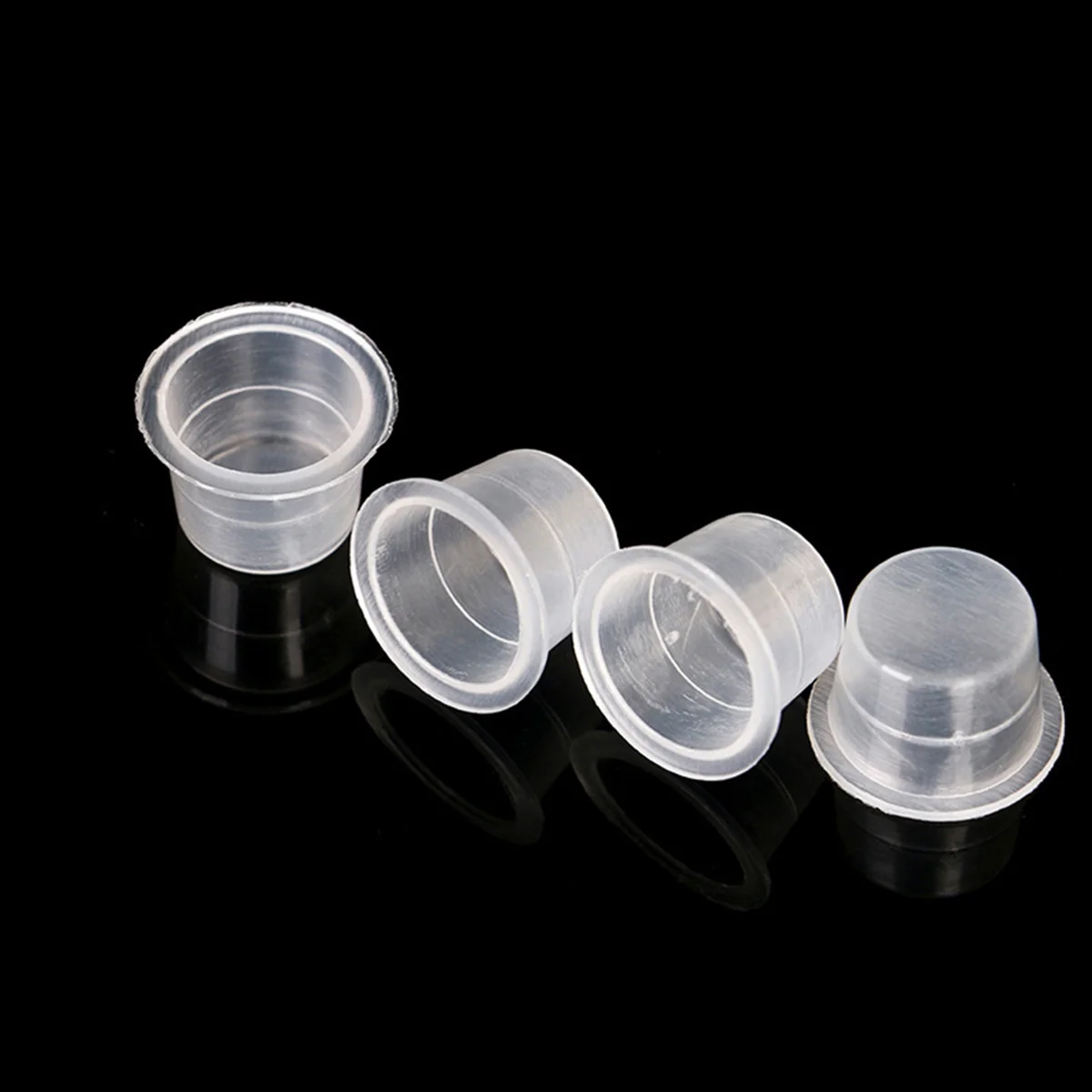 

100Pcs Disposable Ink Caps Clear Pigment Cups for Professional Tattoo Artists Semi Eyelash Extension Fast