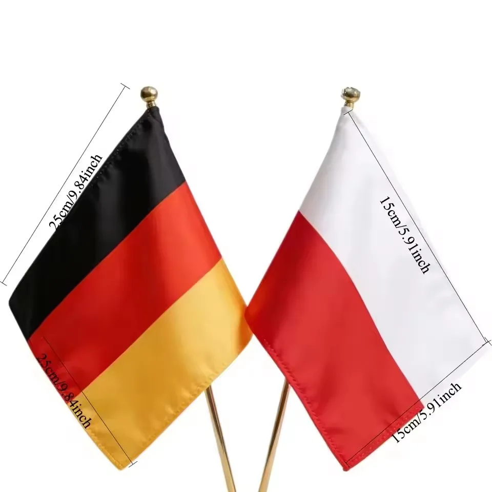 2026 Biała Mała Ręczna Flaga Narodowa 14*21cm Europa Polska Niemcy