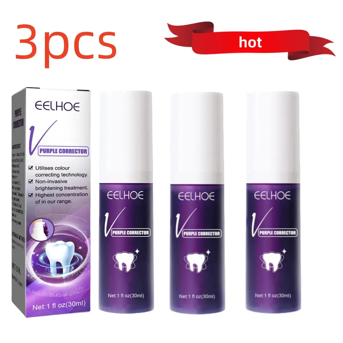 

3pcs V34 Cleansing Toothpaste Teeth Whitening Foam Brightening Colour Corrector Teeth Oral Care Stain Removal Foaming Toothpaste