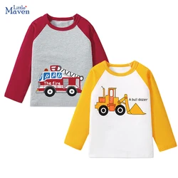 Little Maven Children's Clothing Baby Boys Tops Kids Clothes 2024 New Autumn Spring Cartoon Vehicles T-shirts Cotton