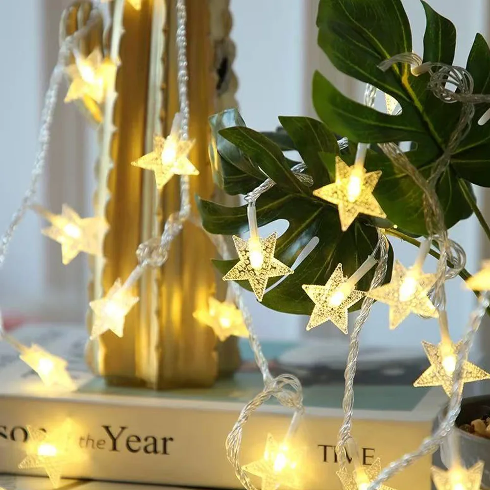 

Светодиодная гирлянда-звезда для рождественской елки, 6 м, 40 лампочек, для создания праздничной атмосферы в саду и на вечеринках