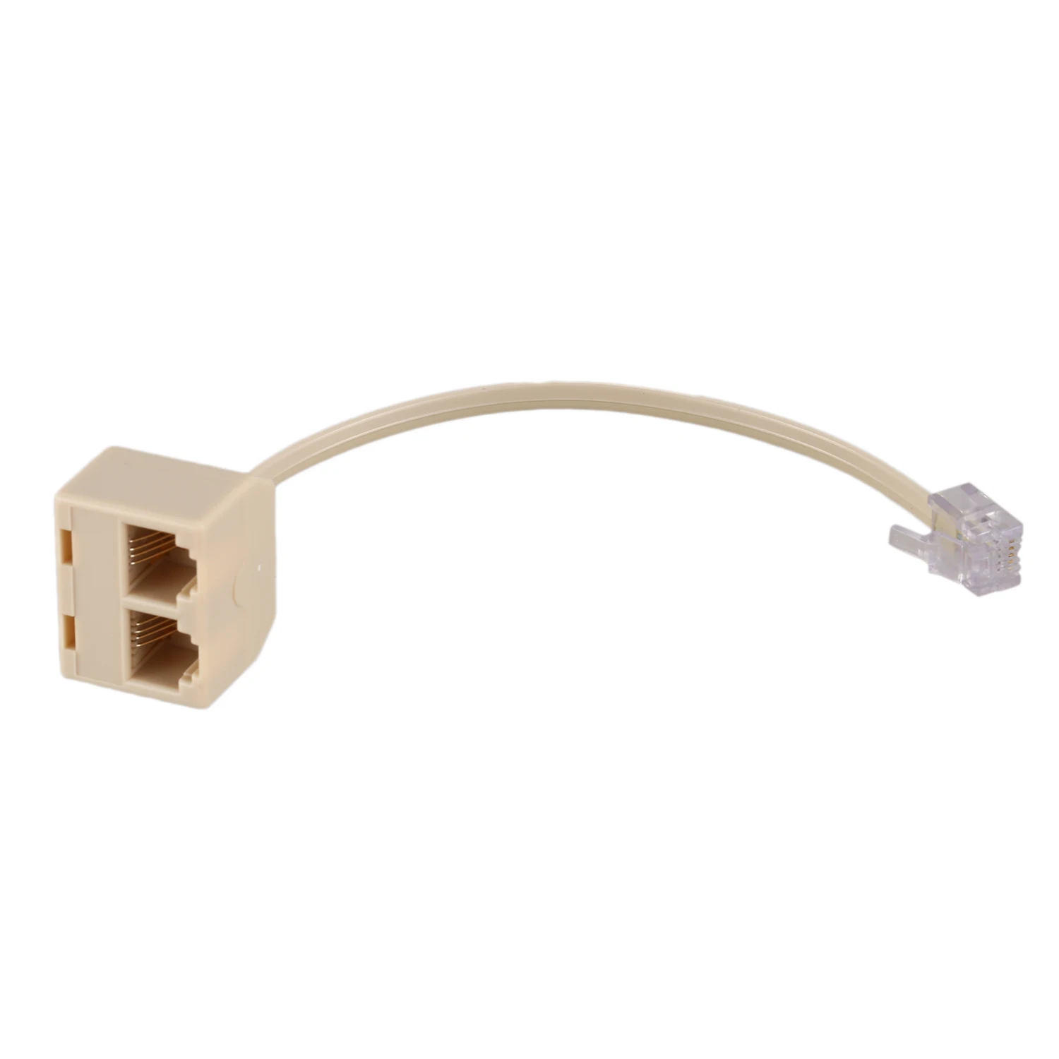 Unique! RJ11 6P4C 2 Way Outlet Telephone Jack Line Splitter Adapter Beige