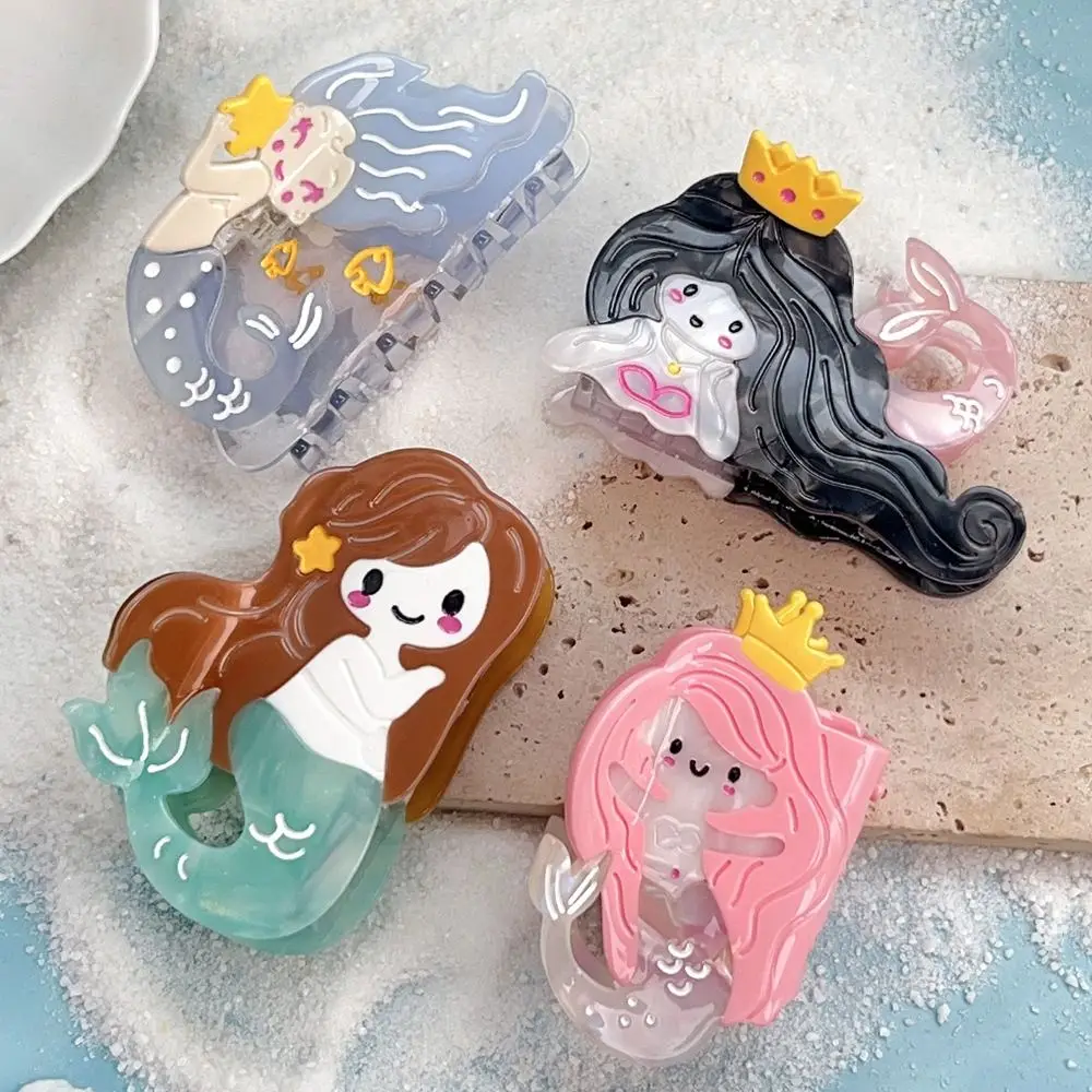 

Sweet Geometry Cartoon Mermaid Hair Claw Lovely Ponytail Clip Creative Hair Claw Novetly Acetic Acid Shark Clip Girls