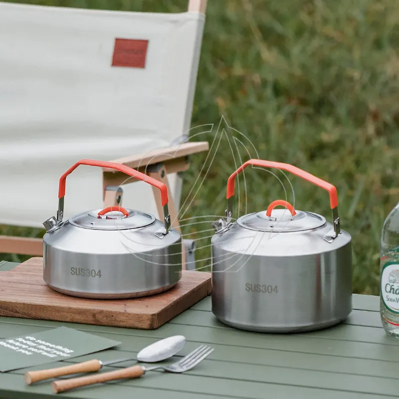 304 Stainless Steel Outdoor Kettle Portable Camping Teapot Pour Over Coffee Pot Boiling Water Pot
