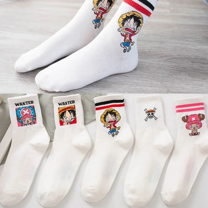 New Anime Figure One Piece Socks Cartoon Luffy Kawaii Chopper Spring Autumn Cotton Short Socks Woman Children Birthday Gifts