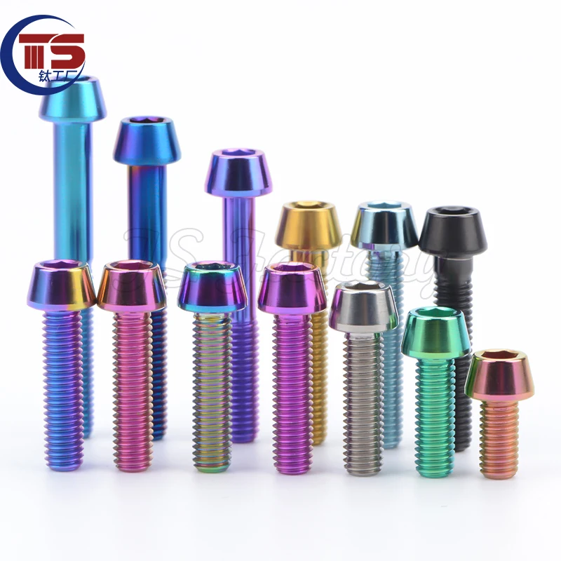 TS 2pcs/10pcs DIN912 M6X10-40mm Cone Hexagon Titanium Screws Bicycle Motorcycle Retrofit Standard Parts GR5