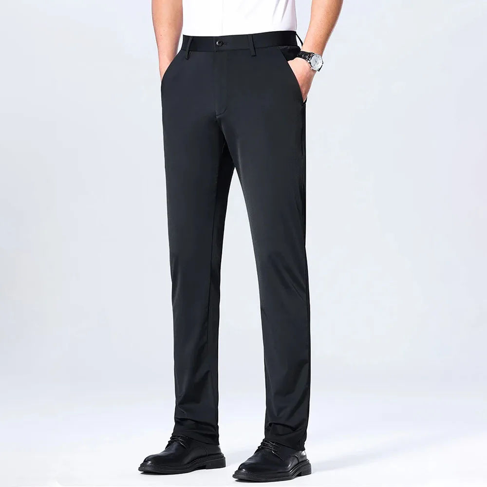 Autumn New Men's Suit Pants Casual Business Elastic Straight Leg Office Trousers Lightweight Breathable Slim Fit Men Clothing