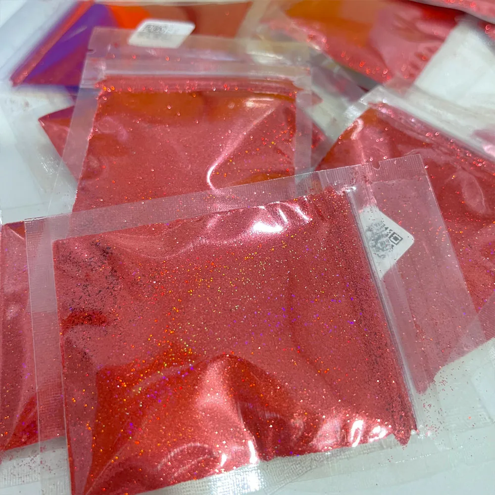 10g 0.2mm Laser Christmas Red Nail Glitter Powder Sparkly Holographic Chrome Ultra Fine Nail Pigment For Nail Gel Polish Dust
