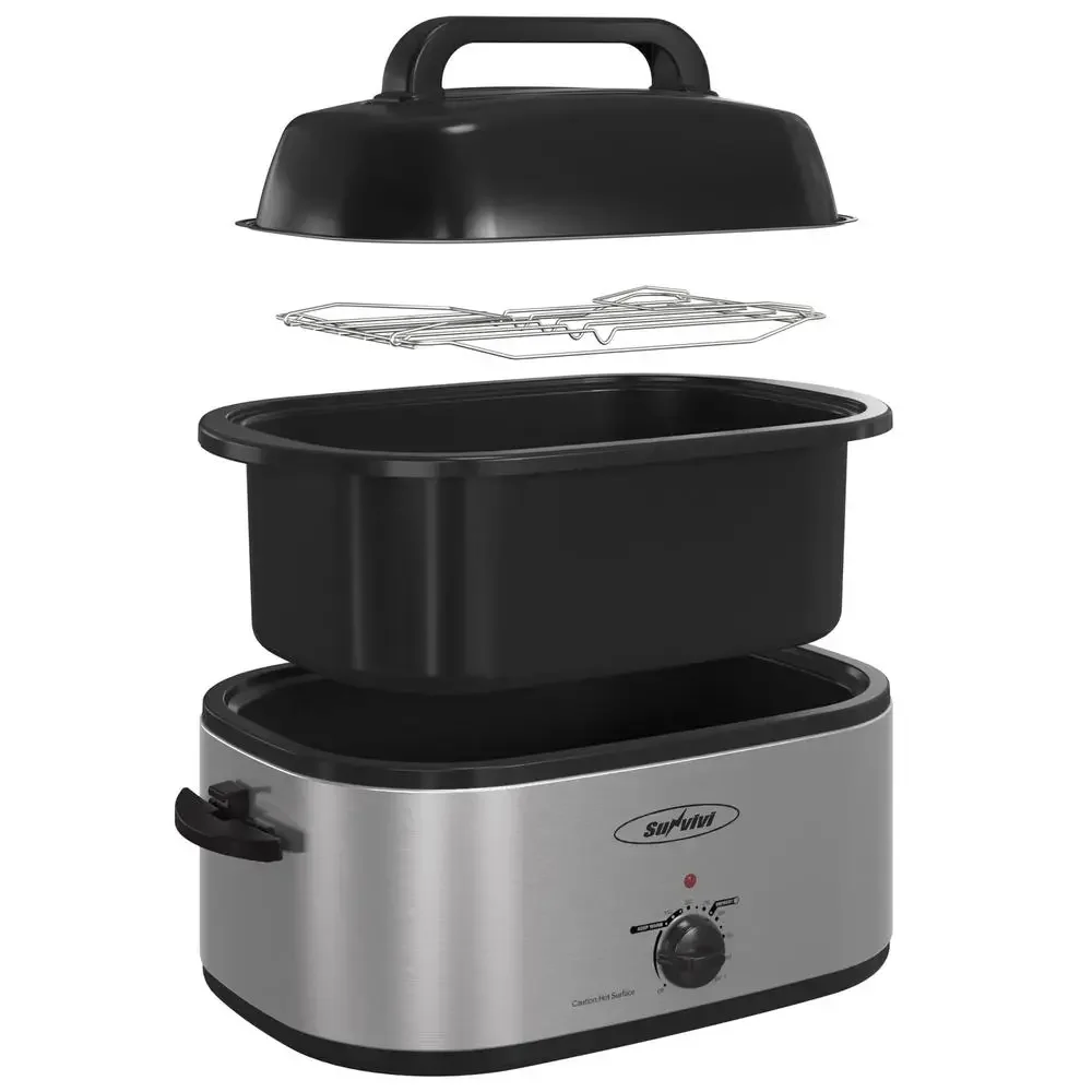 28 كوارت شواية كهربائية فرن غطاء يحميص ذاتيًا شواية تركيا كوك بطيء خبز ذوبان وظيفة إعداد الاحترار الفولاذ المقاوم للصدأ غير