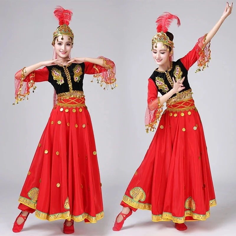 

New Xinjiang Dance Performance Uygur Costumes Ethnic Minority Skirt Stage Dress Xinjiang Dancer