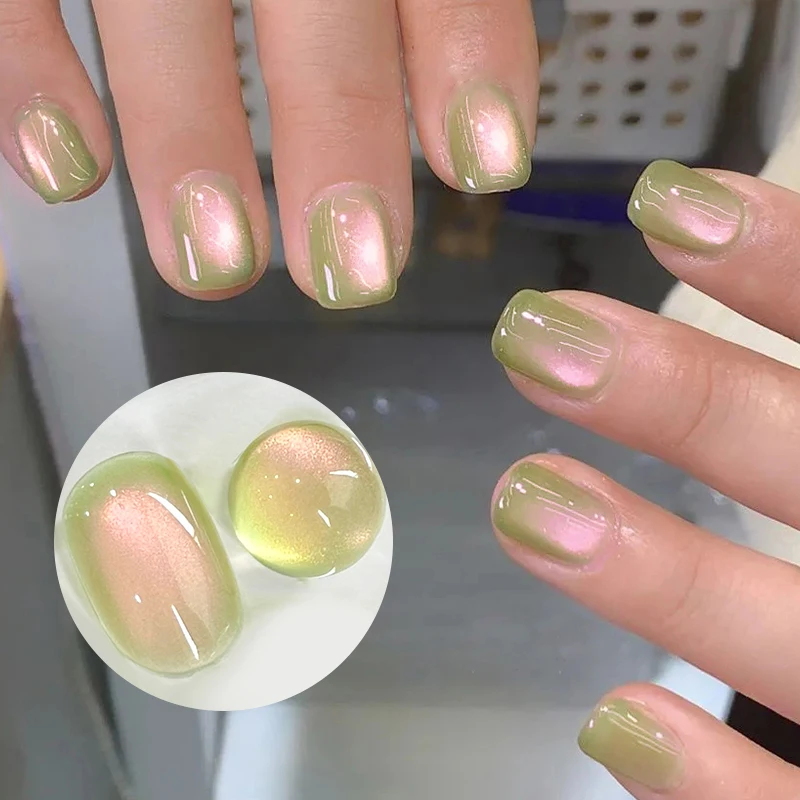 BORN PRETTY 10 ml Guave-Farbe, rosa, helles Katzen-Magnetgel, funkelnde grüne Glasperle, Soak Off UV-Gel, Maniküre, Nagelkunst-Lack – Detail 3