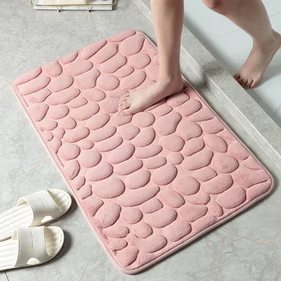 

Bathroom Mat Non-slip Home Pebble Carpets Absorbent Lavatory Bedroom Floor Toilet Memory Foam Washable Rug Decor Mat.