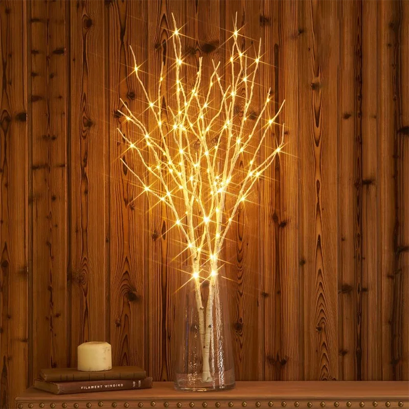 LED White Birch Branch Christmas Tree Branch Fairy Garland Light Party Wedding Decoration Dinner Table Lamp Fairy Light String