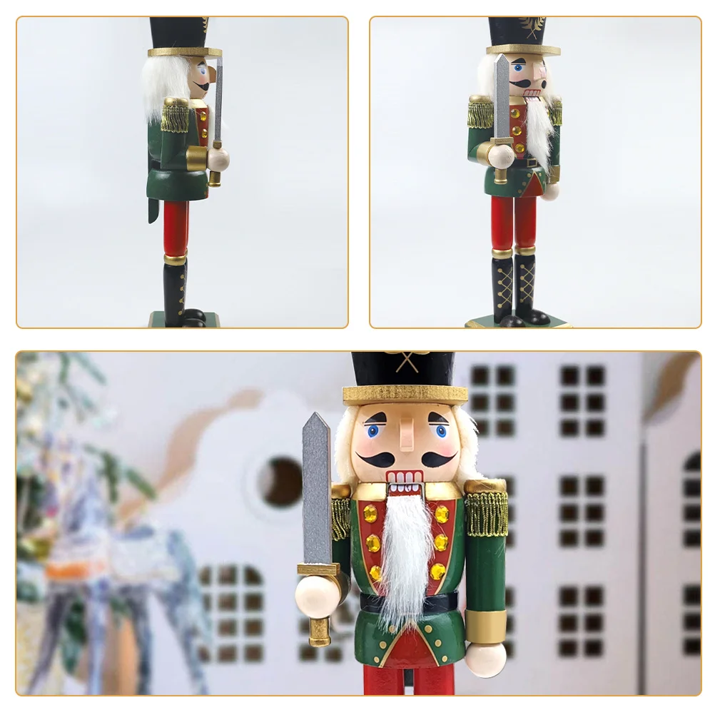 

Wood Nutcracker Craft Christmas Decoration Cartoon Soldier Nutcracker Desktop Ornament Xmas Gift Holiday Table Decor