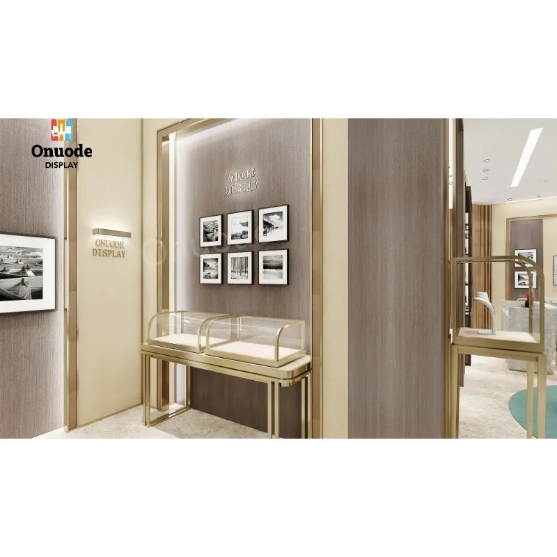 Custom.Customizable Light Luxury Glass Jewelry Display Furniture LED Interior Store Decoration for Jewelry Store