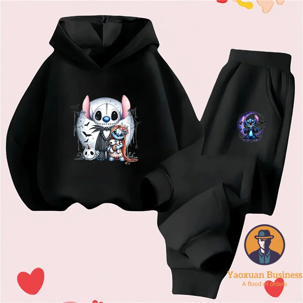 

Latest 2025 Stitch Halloween Children Boys Girls Hoodie Set Cute Printed Cartoon Warm Windproof Autumn Winter Stylish​
