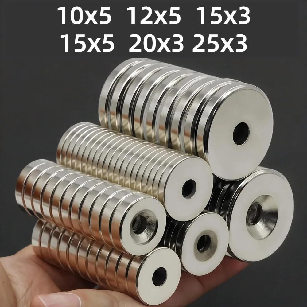 Image of 20x3-5 25x3-5 Runde Permanentmagnetscheiben mit Bohrungen Praktische Haushaltsmagnete für Kühlschrank-Organizer Magnetische Teile