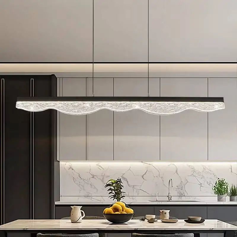 Luminaires suspendus LED italiens de luxe, design glacier en résine haut de gamme, pour salle à manger, bar long et salon de villa