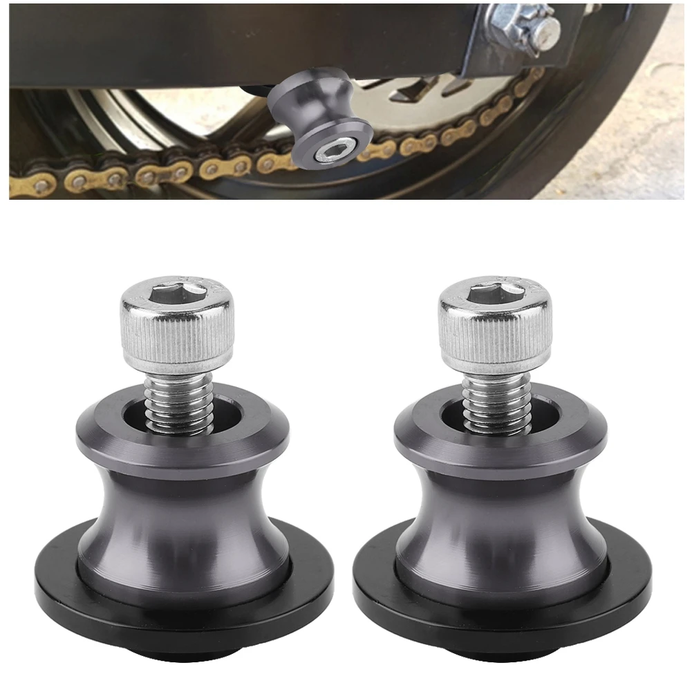 

2pcs 6mm Motorcycle CNC Rear Stand Swing Arm Spool Sliders Stand Swingarm Bobbins (Titanium)