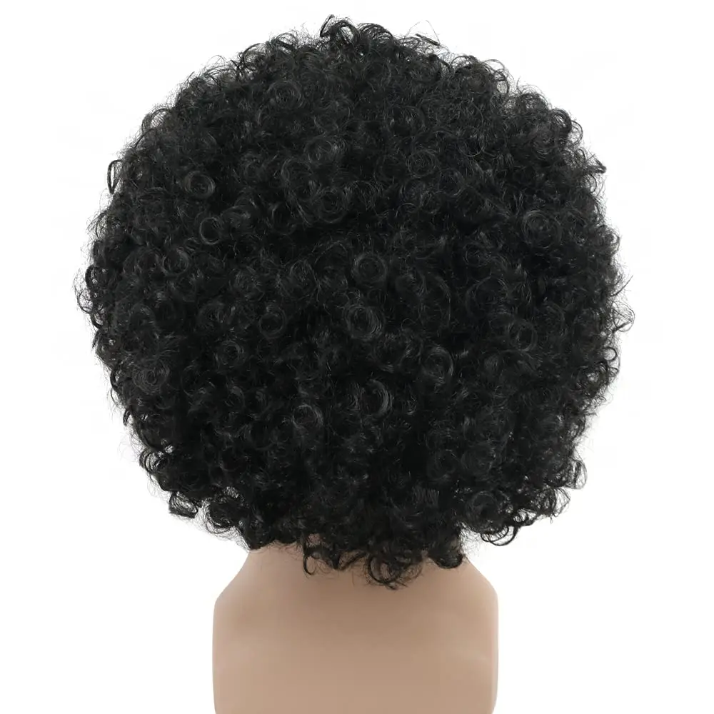 Short Black Men\'s Afro Curly Wig 70s Disco Afro Wig Synthetic Wig Anime Cosplay Halloween Costume Props