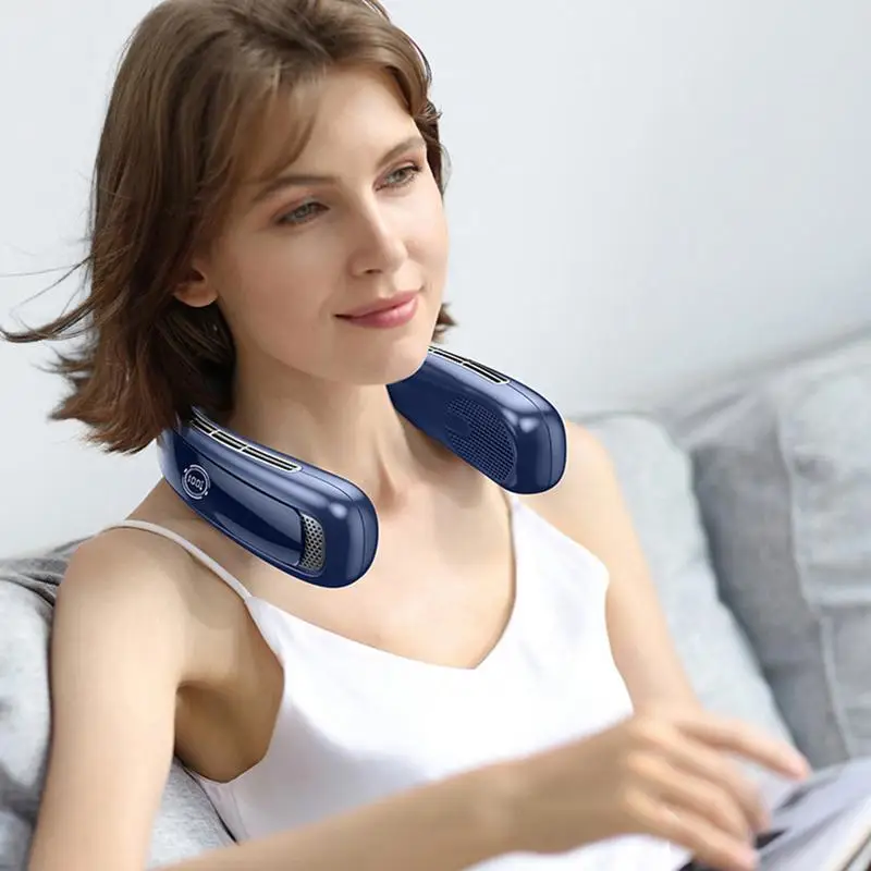 Neck Fan Air Conditioner Personal Portable Cooling Neck Fan Bladeless Air Conditioner With Headphone Design Hands-Free