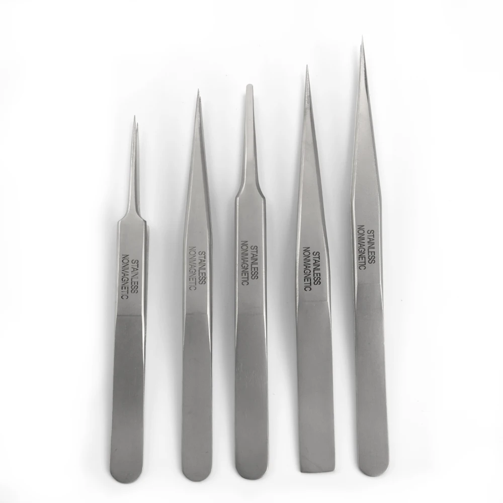 

High Quality 5PCS Set of Anti Magnetic Frosted Tweezers for Watch Maintenance and Repair Set of Tweezers