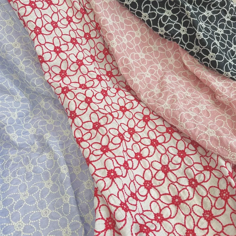 

Embroidered flower polyester fabric for cheongsam, dress, halter top, clothing, diy bag fabric