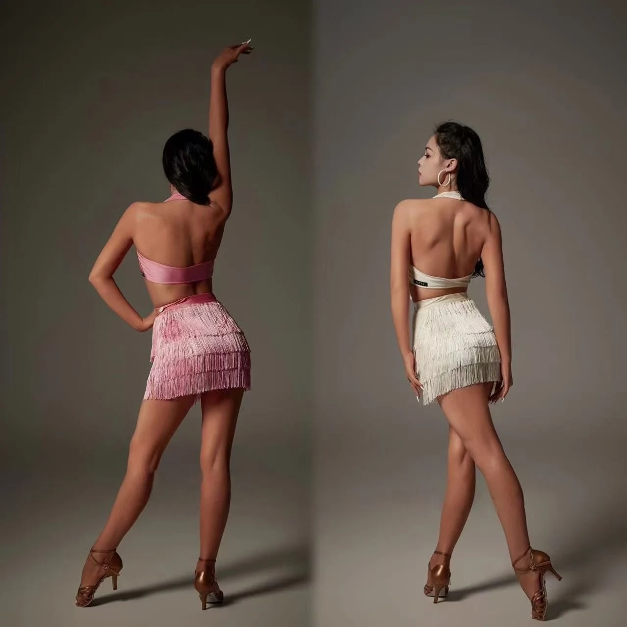 Latin Dans Jurken Prestaties Kostuums Vrouwen Opknoping Hals Kwasten Rokken Pak Vrouwelijke Latin Danswedstrijd Kleding DN20905