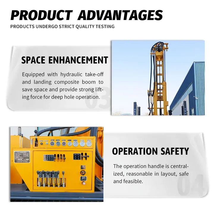100-800m High Torque Hydraulic Leveling Legs Rig with Steel-Reinforced Rubber Tracks Pneumatic Water Well Drilling Machine