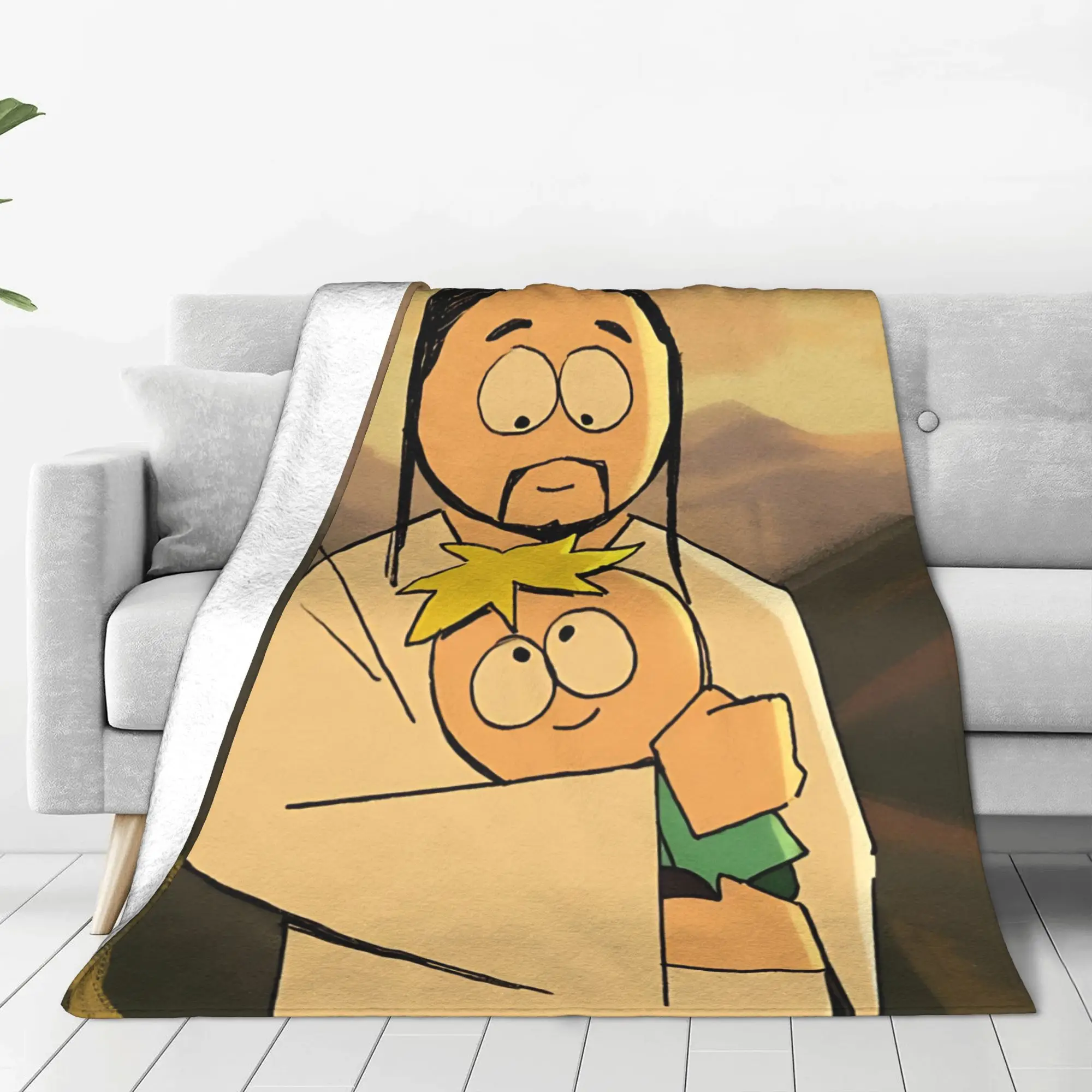 1PC Jesus & Butters S-South Park Home Room Decorations Winter Blankets For Adults Bedding Home Interior Sofa Knee