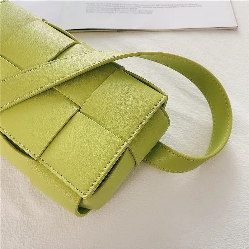 Genuine Leather Weave Handbag Women Luxury Brand Bag Woven Bags Flap Belt Chain Cross Bag Chest Waist New Fanny Pack