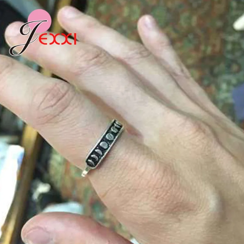 

Винтажные кольца из стерлингового серебра 925 пробы с фазой Луны, сменные кольца на палец для женщин и девочек, свадебные, помолвочные, вечерние, ювелирные изделия, подарки