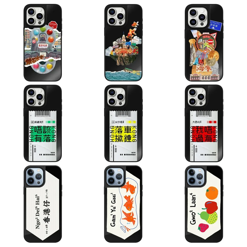 

Cantonese Label Black Mirror Surface iPhone 12 13 14 15 16 Pro Max Protective Case, Fits iPhone 16 Pro Max